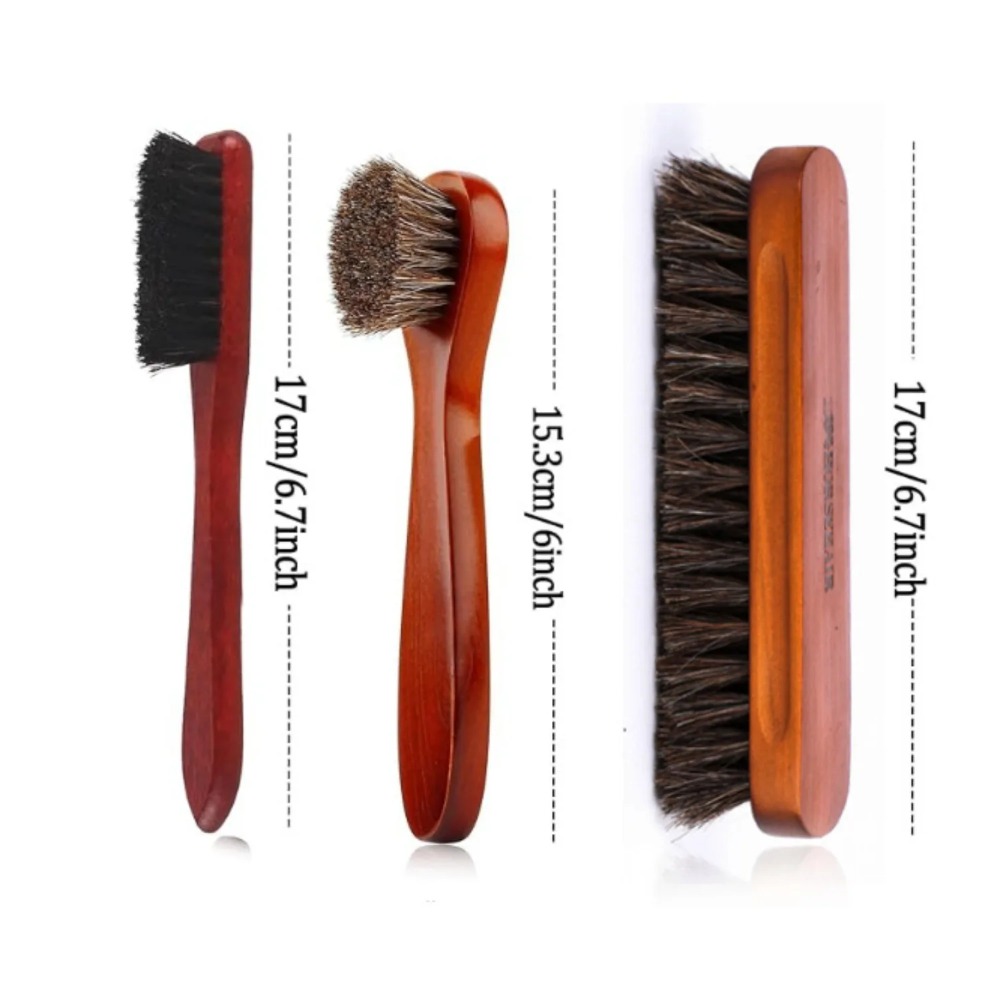 Brushing Boot Horse - 3PCS Horsehair Shoe Brush Set Polishing