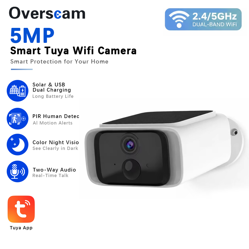 Outdoor Sport Camera - Tuya 5MP Solar Security Camera Wireless